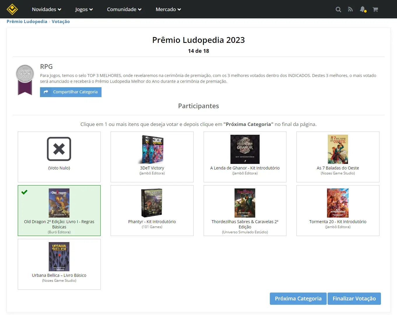 Votação Prêmio Ludopedia 2023